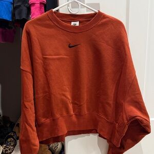 Nike Medium Cropped Sweatshirt, Rust Red/orange